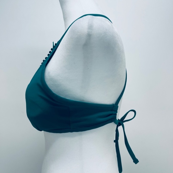 Women’s Bralette Bra Size L Crochet Lace High Neck Unlined Green - Picture 3 of 6